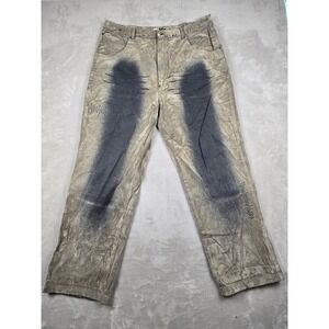 Vintage Raw Blue Nu Realms Pants Mens 40x32 Y2K Baggy Hip Hop Spray Paint *Read